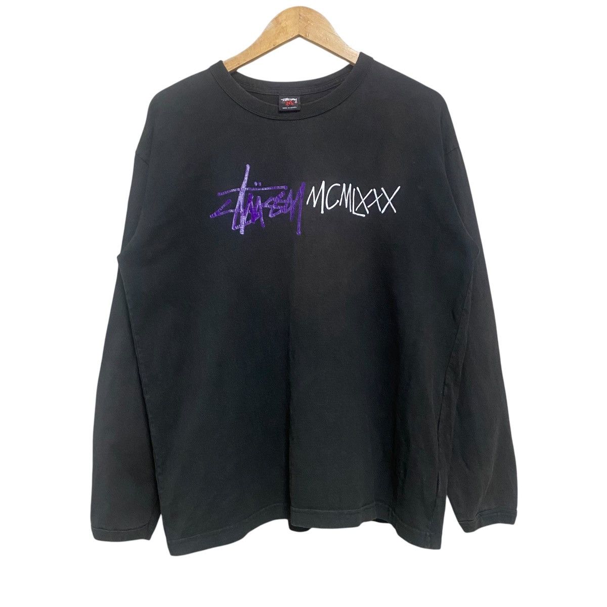 Vintage Stussy Mcmlxxx Sunfaded Longsleeve Shirt Oversized Hoodie, Sweatshirt | FlexRushtees.com