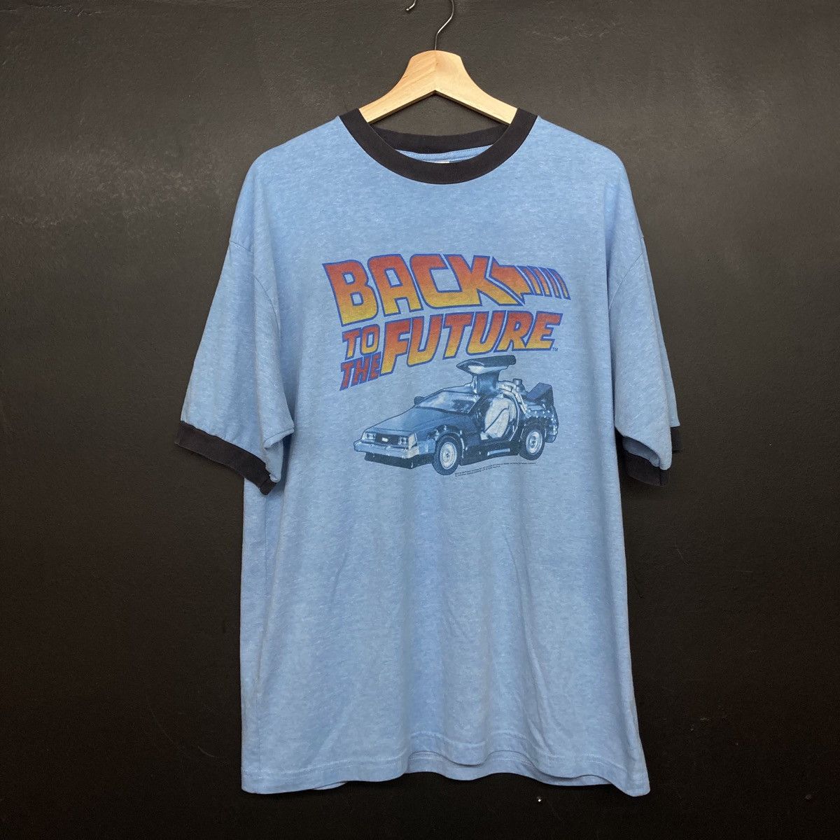 Vintage Back To The Future Delorean Ringer Tee T Shirt