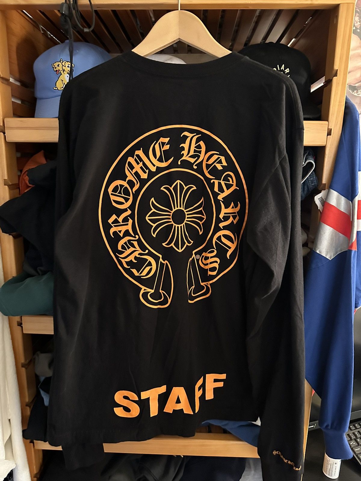 Hearts Chrome Hearts L S Staff Black Orange T-Shirts, Hoodie, Sweatshirt | FlexRushtees.com