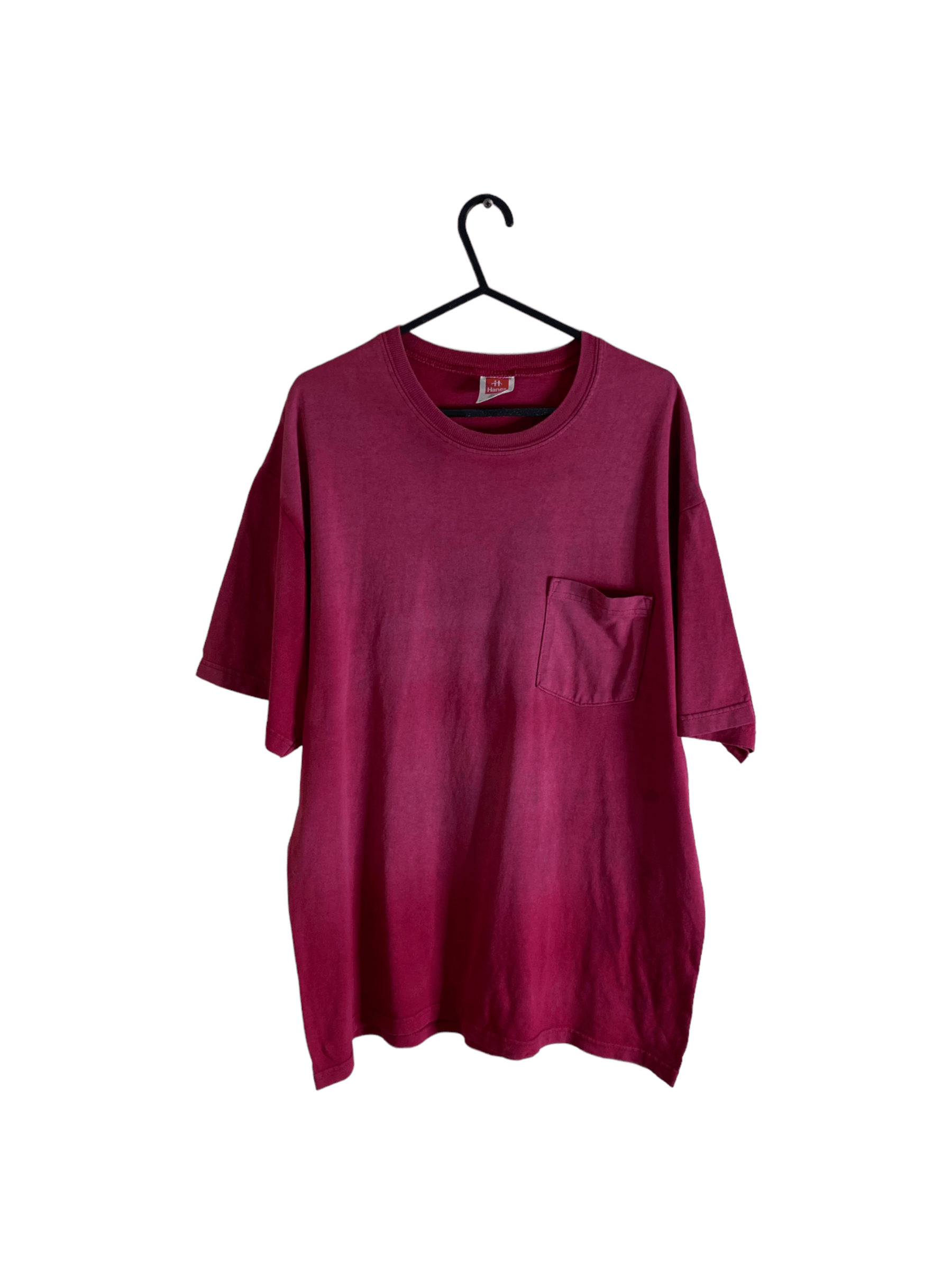 Vintage Washed Red Chest Pocket Hanes Vintage Tee Size L