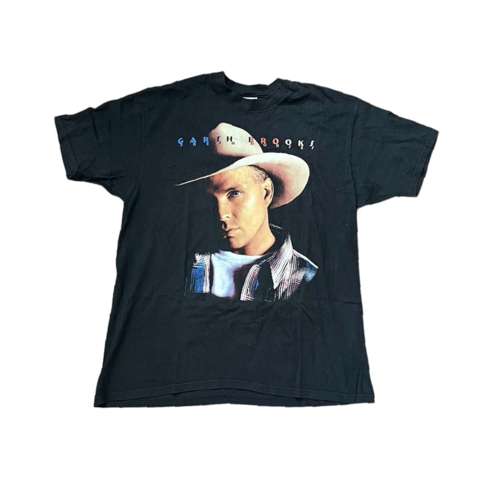 Hanes Vintage Garth Brooks Fresh Horses Tour 1996 Mens Xl Country T Shirt Black Big Face