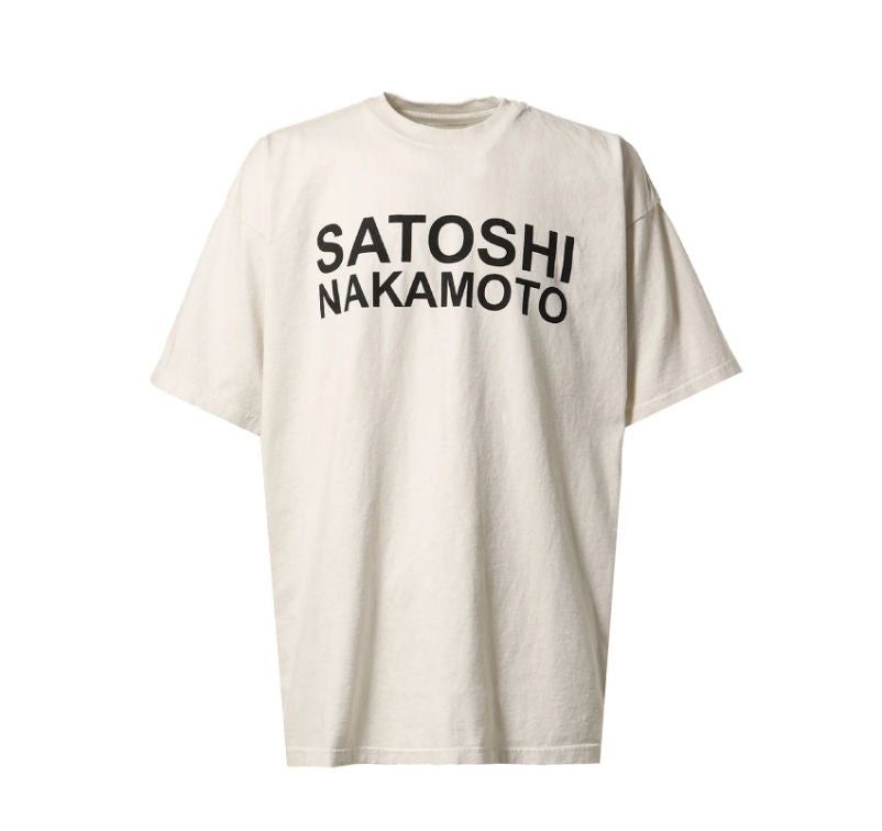 Nakamoto Satoshi Nakomoto Cream Logo Tee Lightly Worn Hoodie, Sweatshirt | FlexRushtees.com