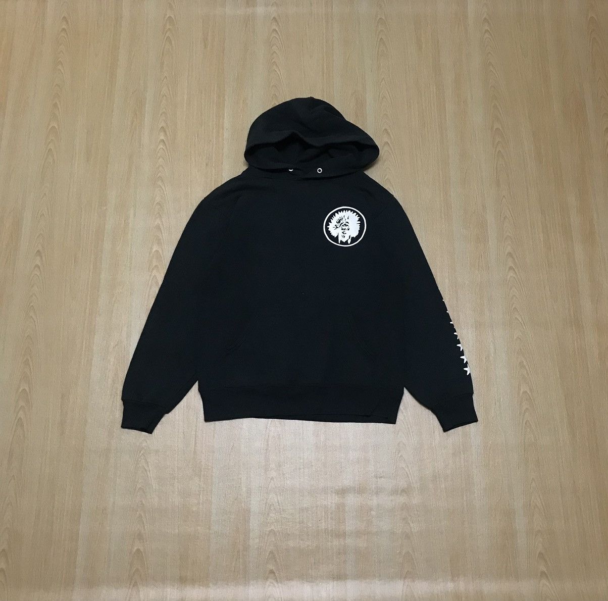 Vintage Jerzees Red Indians Hoodie Sweatshirt Big Logo