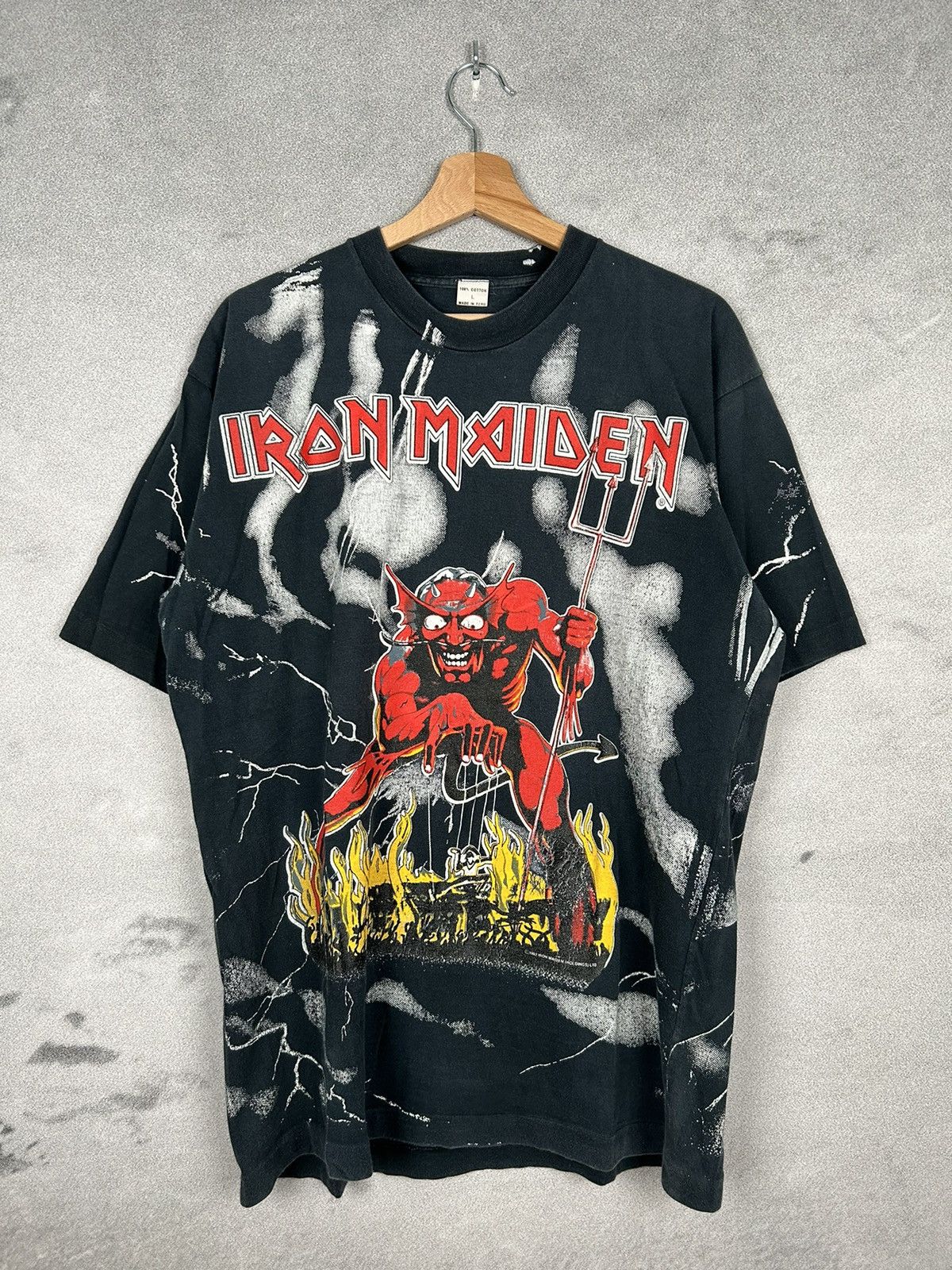 Band Tees Vintage Iron Maiden Overprint 1992 Mega Rare Aop 90s Metal Hoodie, Sweatshirt | FlexRushtees.com