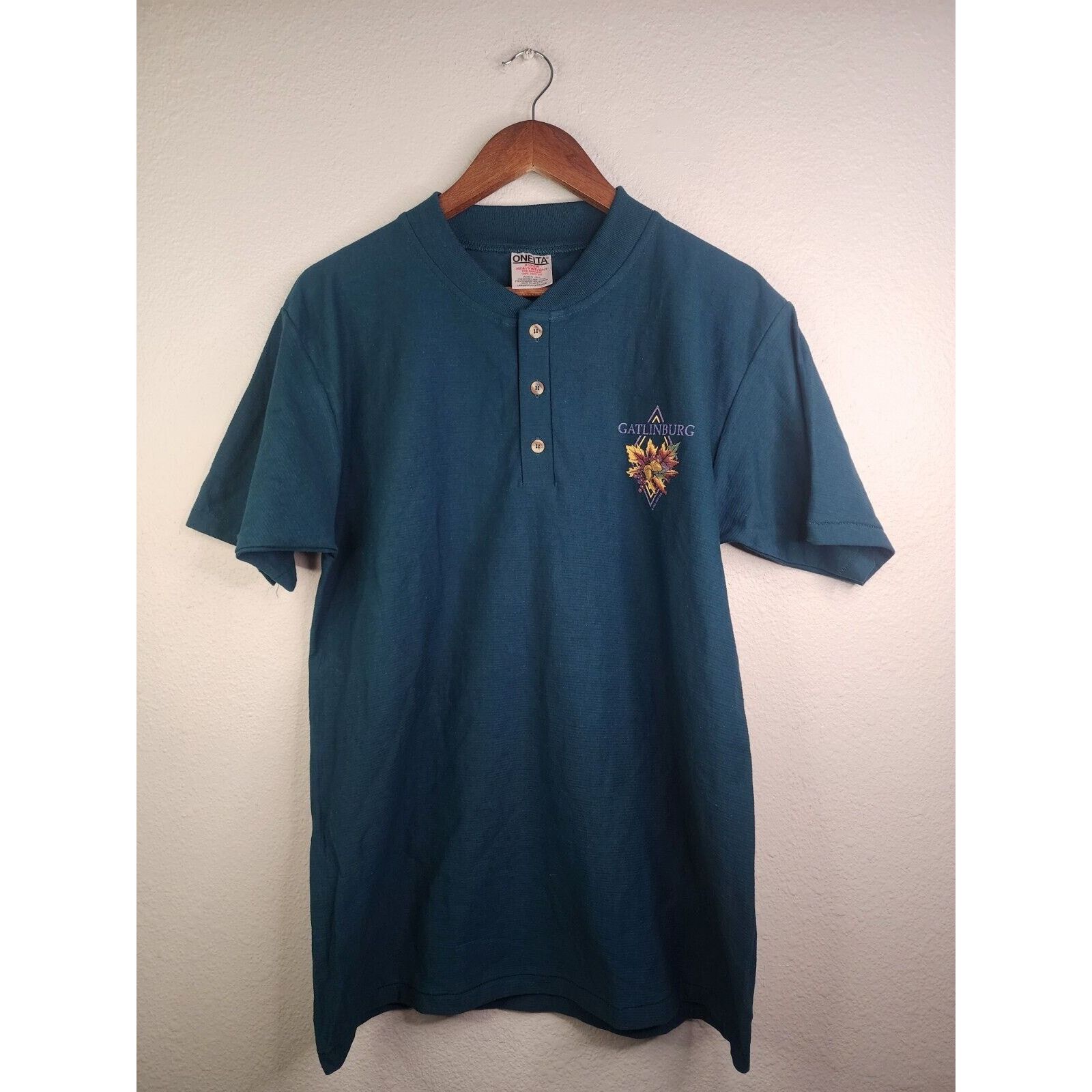 Vintage Gatlinburg Shirt Smoky Mountains Tee Green Vtg 90s L