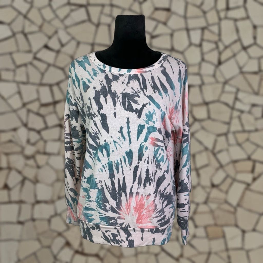 Vintage Vici Womens Size S Colorful Tie Dye Cotton Blend Pullover Sweatshirt Activewear Casual Fall