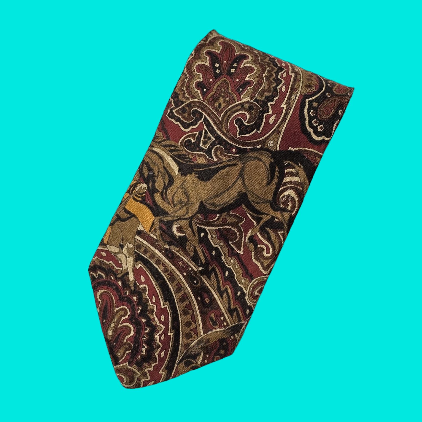Vintage Tango By Max Raab Necktie Mens Brown Red Cotton Equestrian Horses Retro Usa Tie 57 1 2 3 3 4 T-Shirts, Hoodie,...