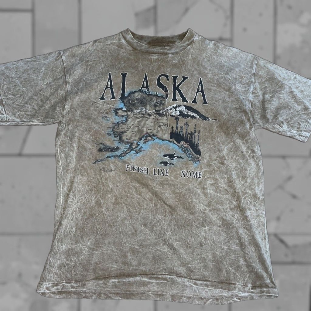 Vintage Prairie Mountain T Shirt Mens Size L Adult Brown 100 Cotton Alaska Graphic Tee Men