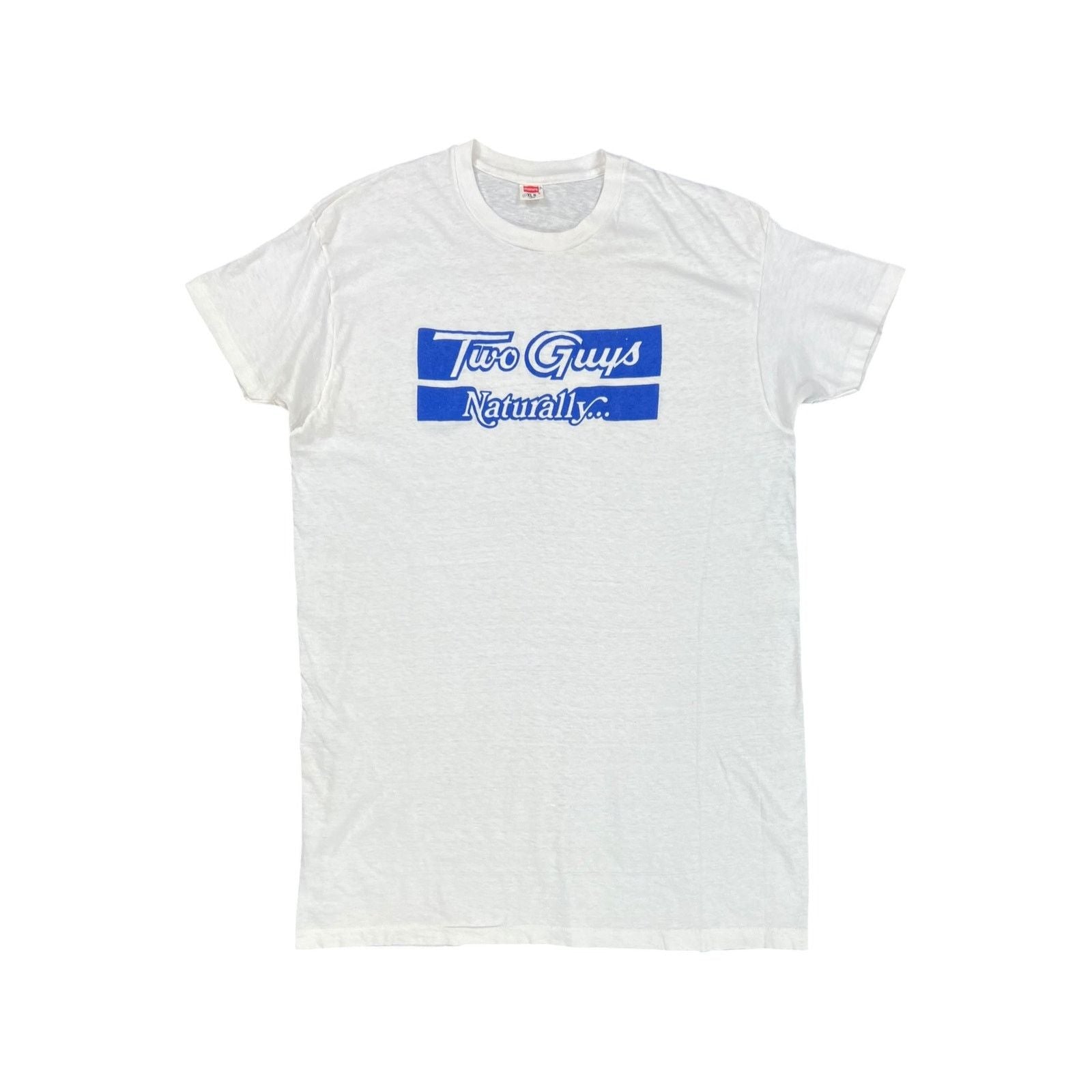 Vintage 1960s Hanes Two Guys Naturally Discount Store Tee