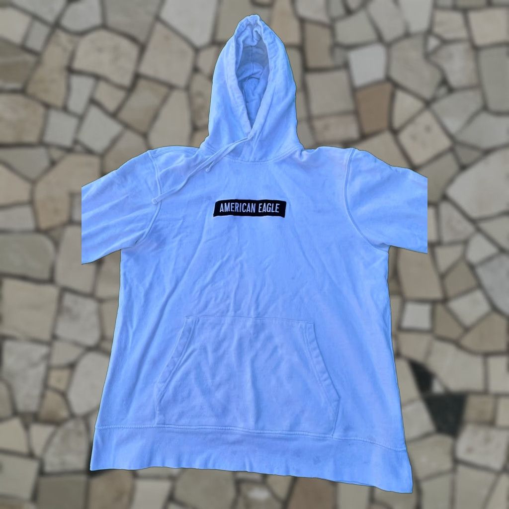 American Eagle Outfitters Vintage American Eagle Outfitters Men S White Pull Over Hoodie Size L Hood