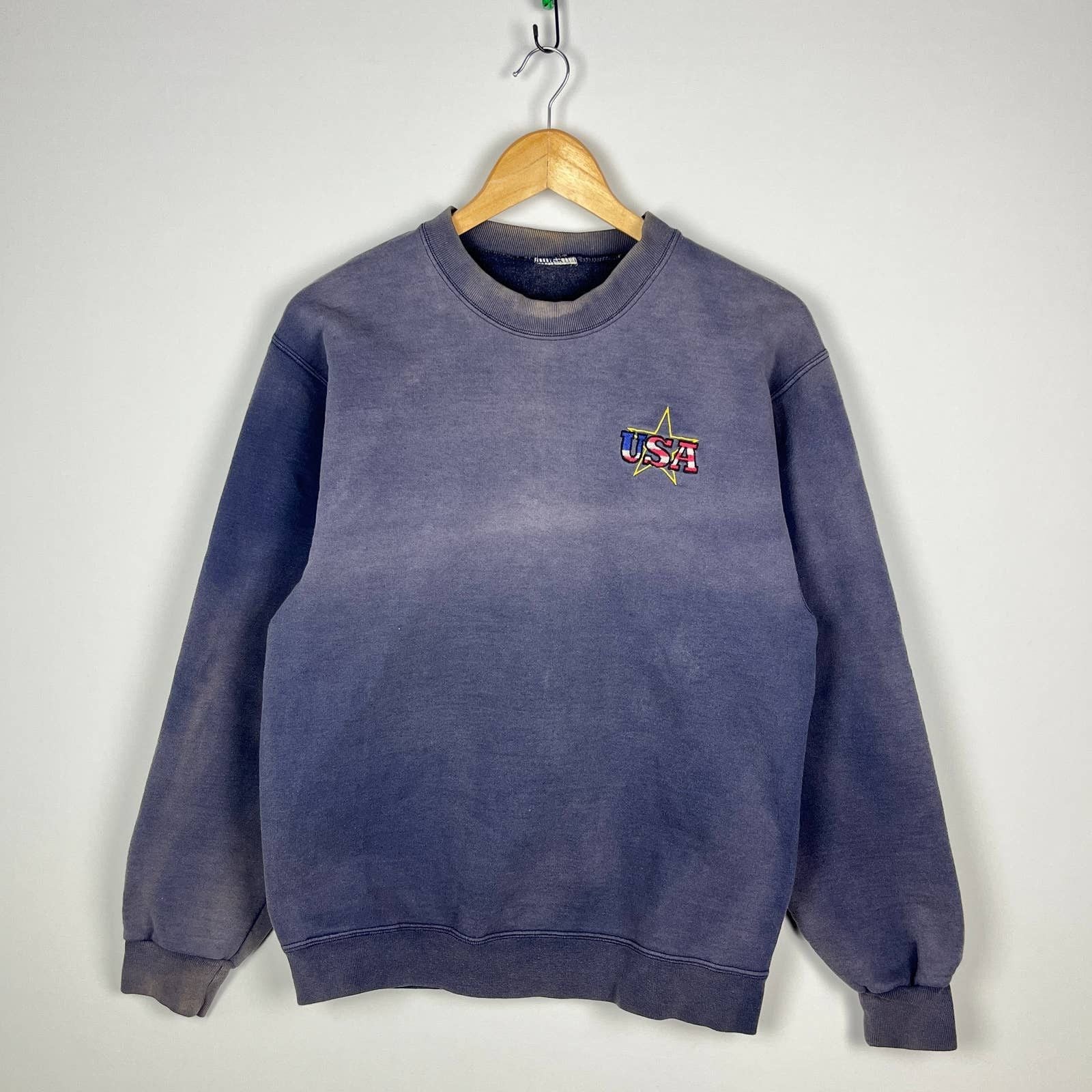 Vintage 90s Usa Sun Faded Sweatshirt Medium T-Shirts, Hoodie | FlexRushtees.com