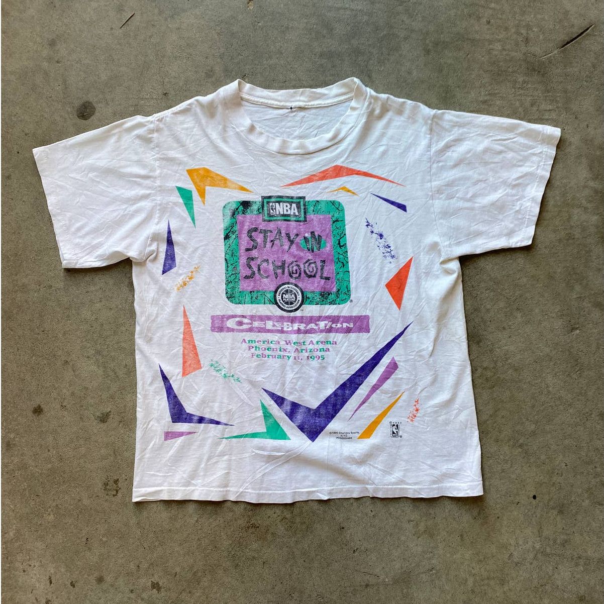 Salem Sportswear X Vintage 1995 Nba Stay In School 90s Basketball Tee Vtg Sports L Hoodie, Sweatshirt | FlexRushtees.com