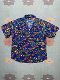 Vintage Hawaiian Shirt Toucan Dance Fish Tropical Medium