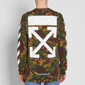 White Off White Camo Ls Tee Hoodie, Sweatshirt | FlexRushtees.com