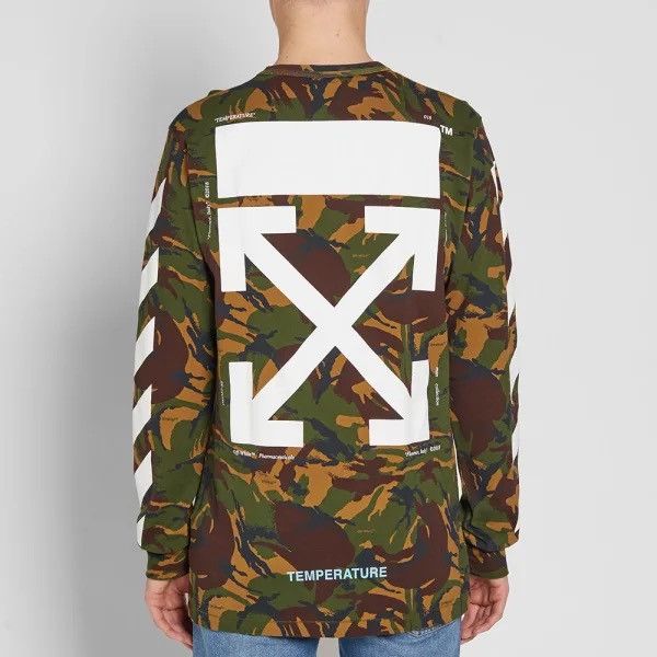 White Off White Camo Ls Tee Hoodie, Sweatshirt | FlexRushtees.com