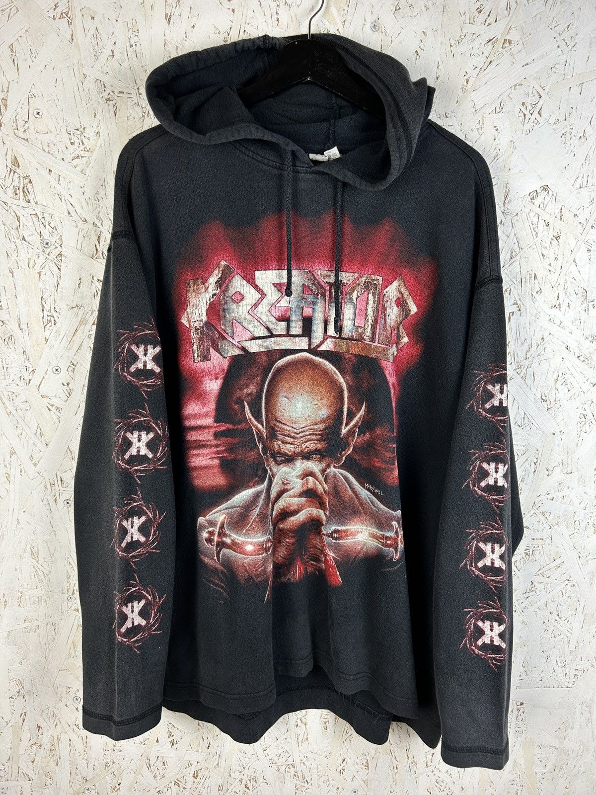 Band Tees 90s Kreator Outcast Tour 1997 Thrash Metal Band Hoodie L Sweatshirt | FlexRushtees.com