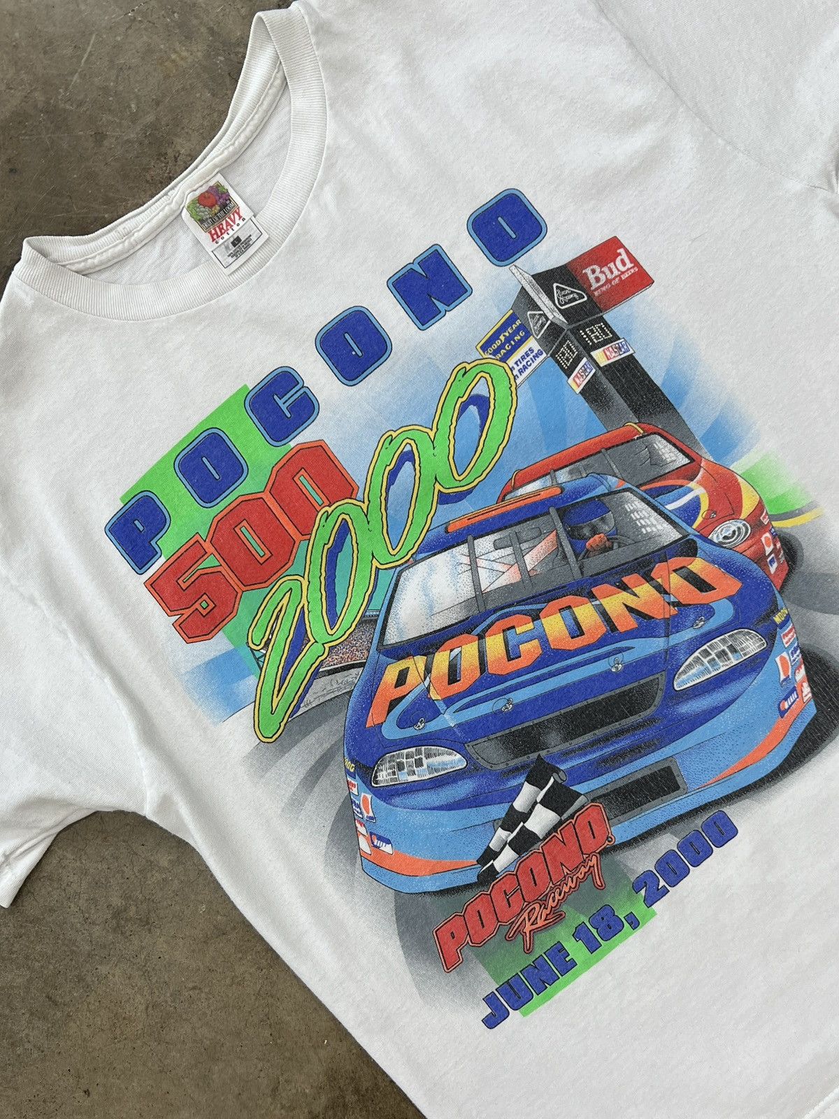 Vintage 2000 Nascar Pocono Racing Tee Large Hoodie, Sweatshirt | FlexRushtees.com
