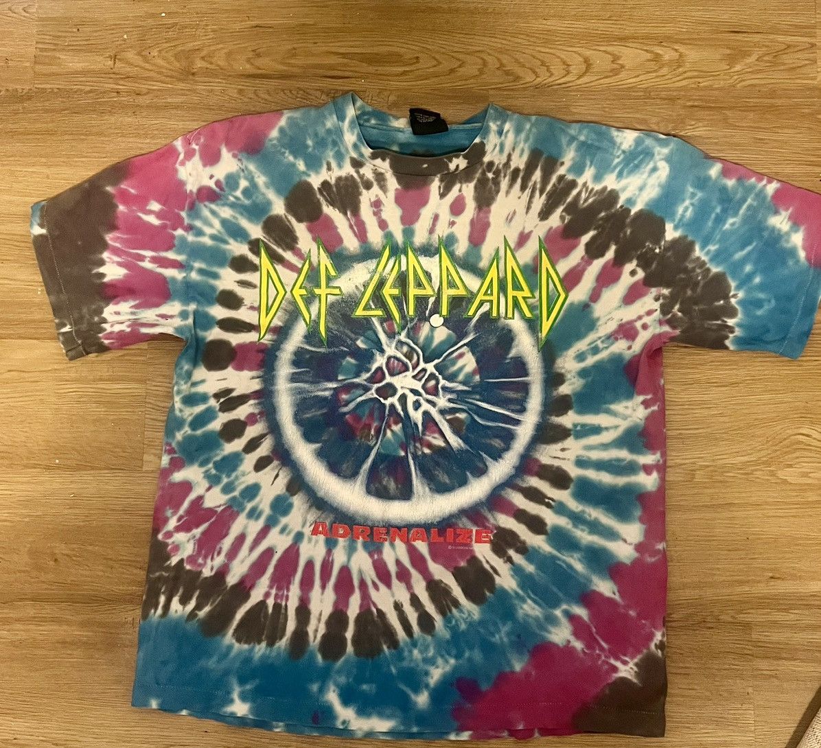 Giant Vintage 1992 Def Leppard Adrenalize Tie Dye Tour Tee Xl