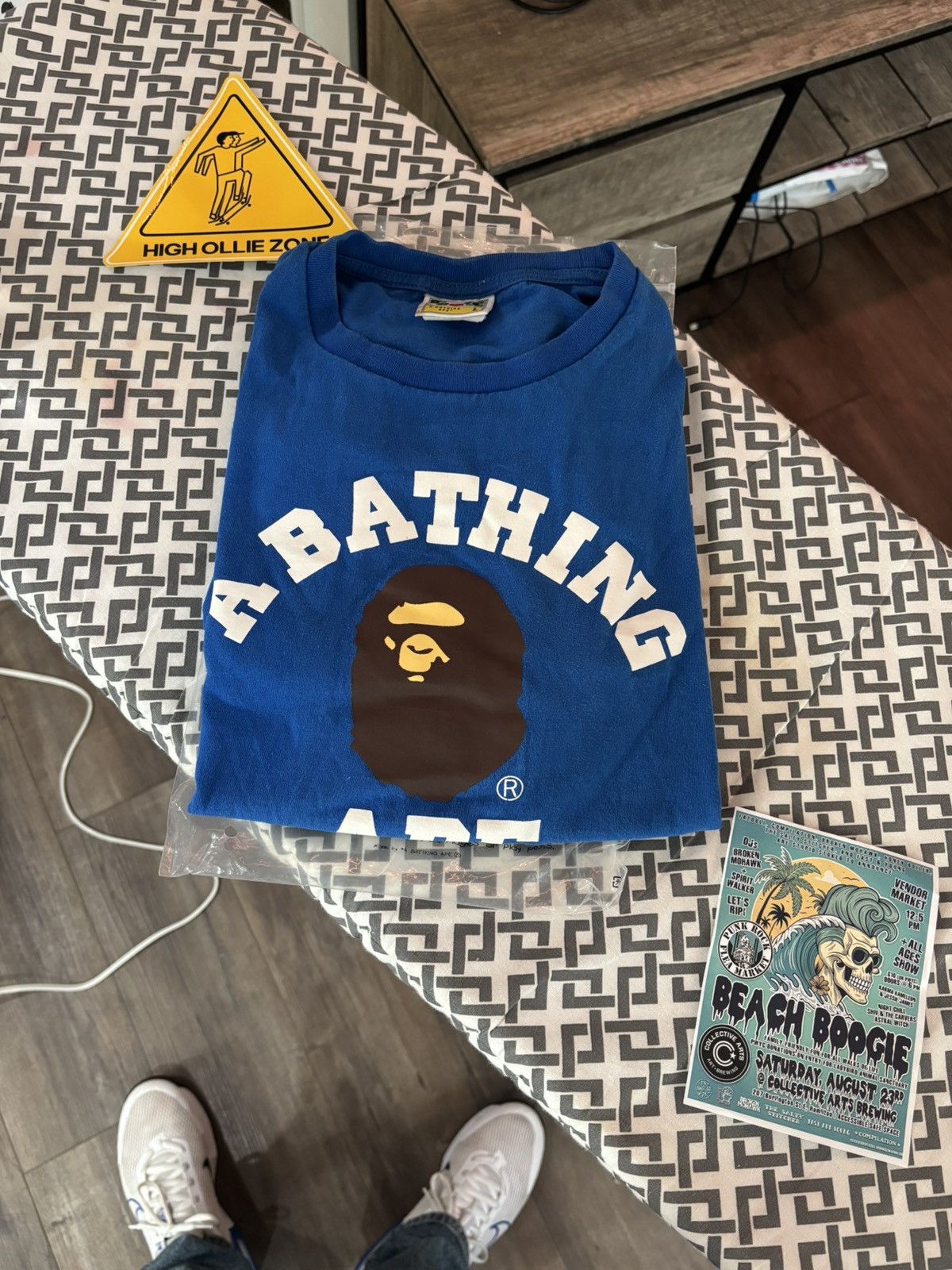 Bape A Bathing Ape Large College Tee Blue Hoodie, Sweatshirt | FlexRushtees.com