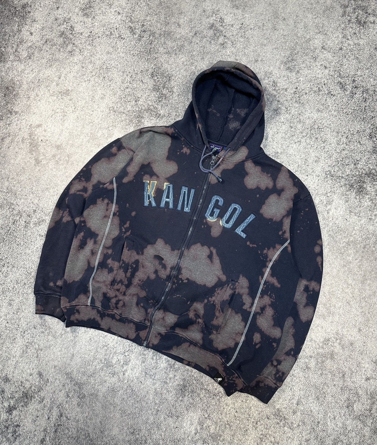Vintage Kangol Big Logo Streetwear Zip Up Hoodie Custom L