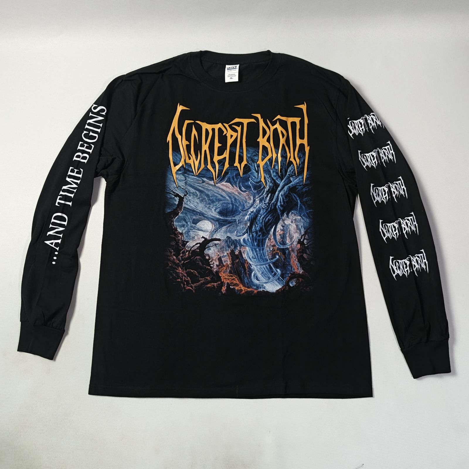 Band Tees Decrepit Birth And Time Begins Black Tee Ls Anvil Size Xl Hoodie, Sweatshirt | FlexRushtees.com