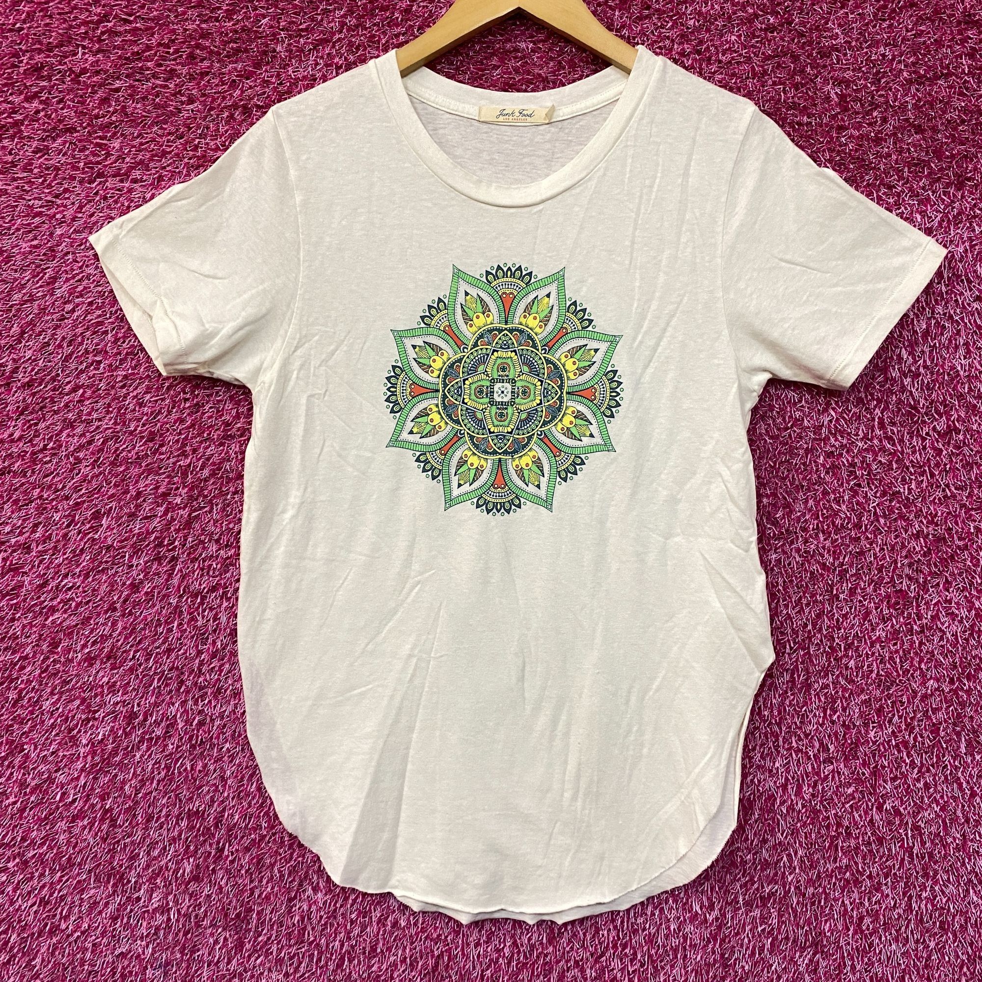 Junk Food Floral Bee Mandala Psychedelisch Frauen T Shirt Small