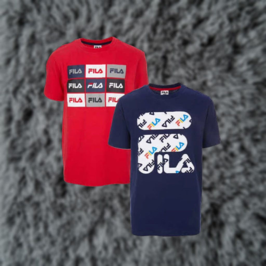 Vintage Fila Boys T Shirt Xl 2 Pack Short Sleeve Logo Spellout Red Blue Multicolor Shirt Mens