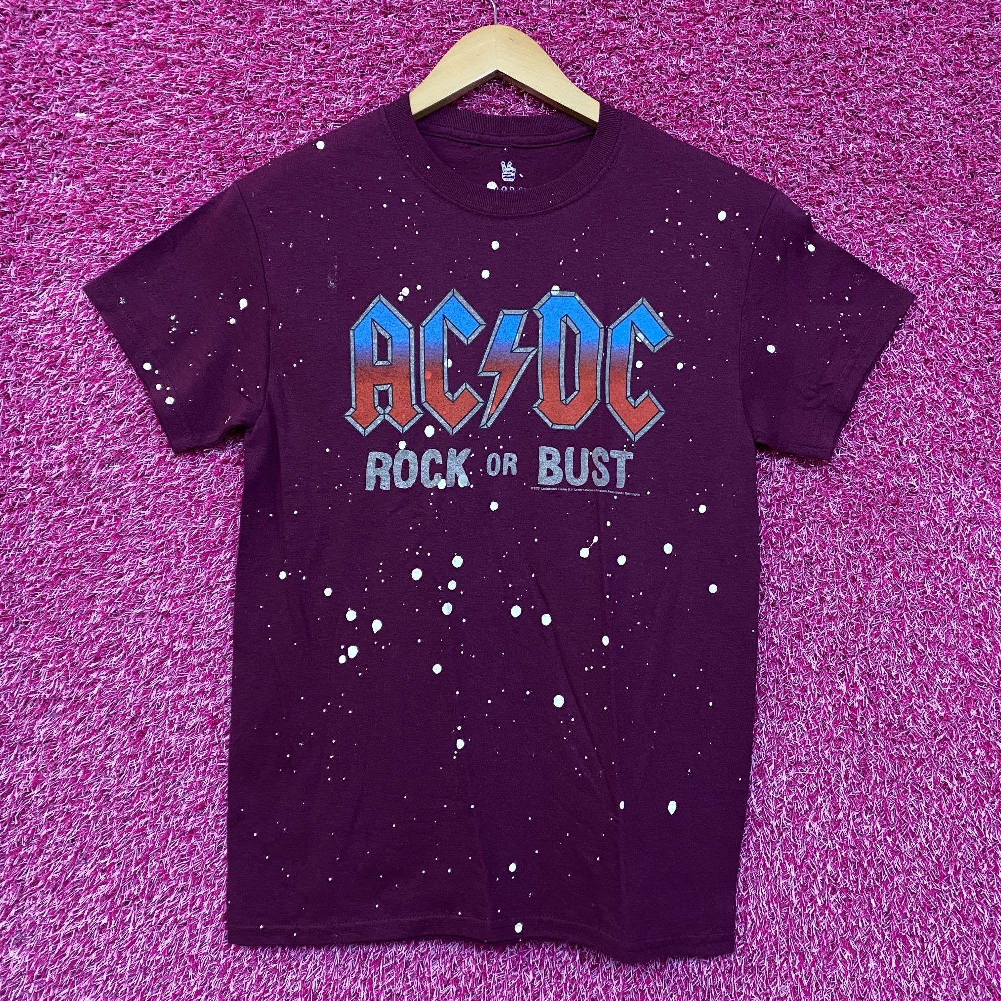 Junk Food Acdc Rock Or Bust Splatter Dye Music Tshirt Size Extra Small Hoodie, Sweatshirt | FlexRushtees.com