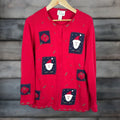 Factory Quacker Factory Cardigan Santa Claus Christmas Cotton Knit Large Red Women S