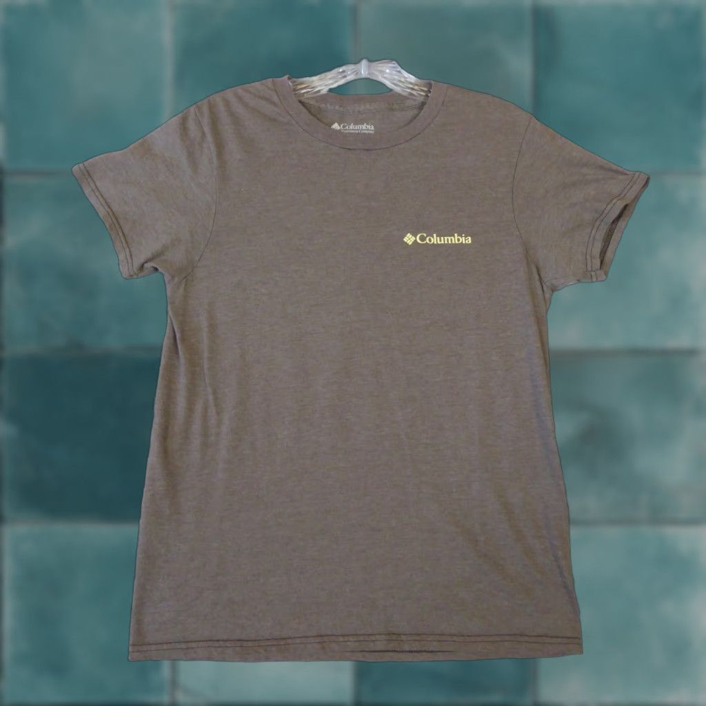 Vintage Columbia Shirt Men Small Brown 4x4 North West Mountain Graphic Tee Short Sleeve T Shirt Crew