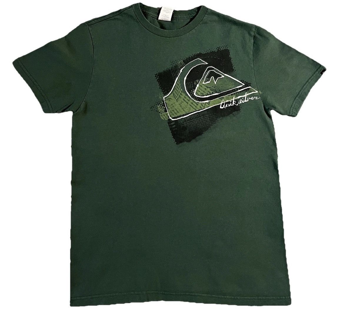 Vintage 2000s Quiksilver T Shirt Medium Green Surf Y2k