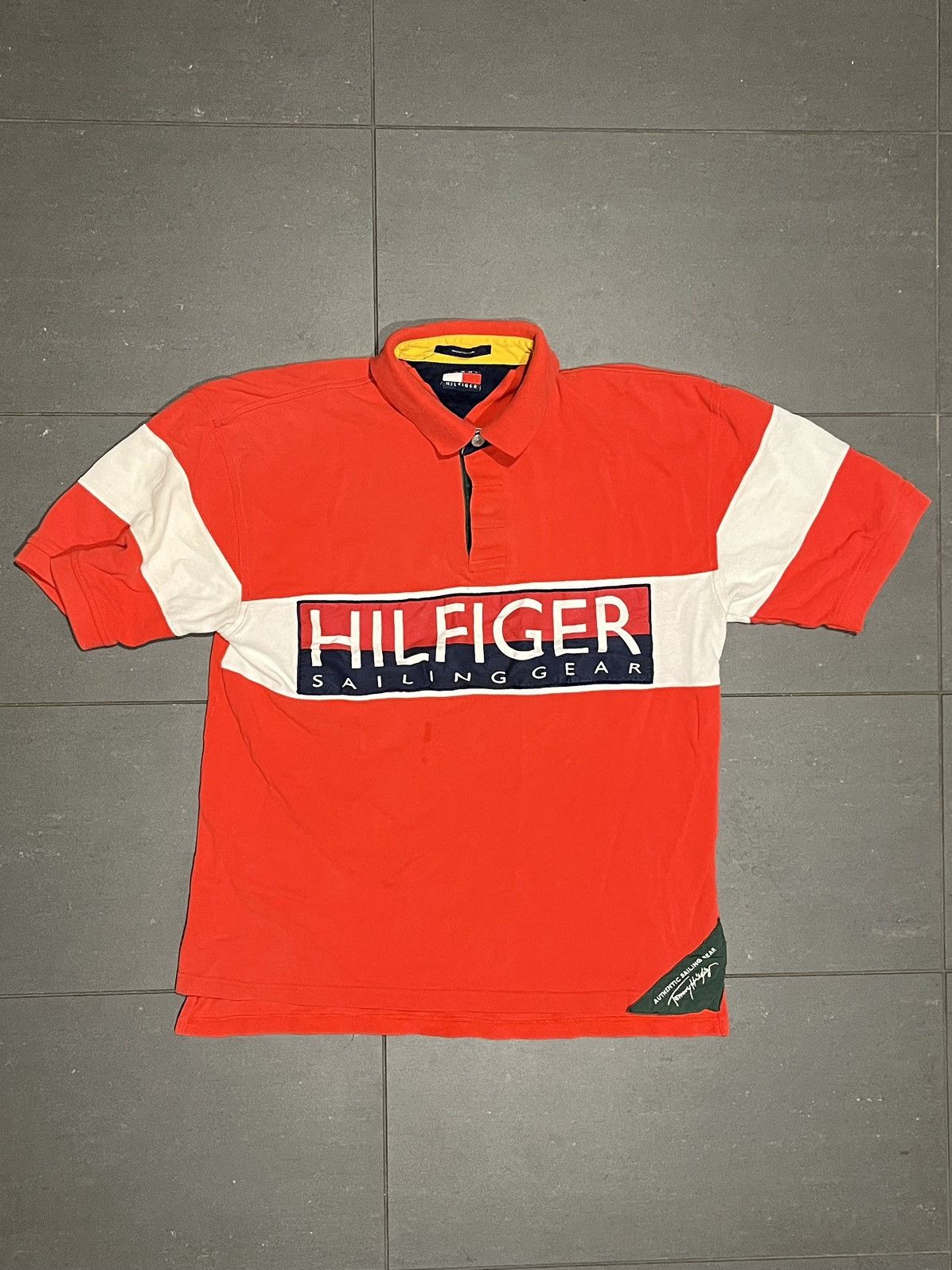 Tommy Hilfiger X Vintage Vintage Red Collared Tommy Hilfiger Sailing Gear T Shir T-Shirts, Hoodie, Sweatshirt