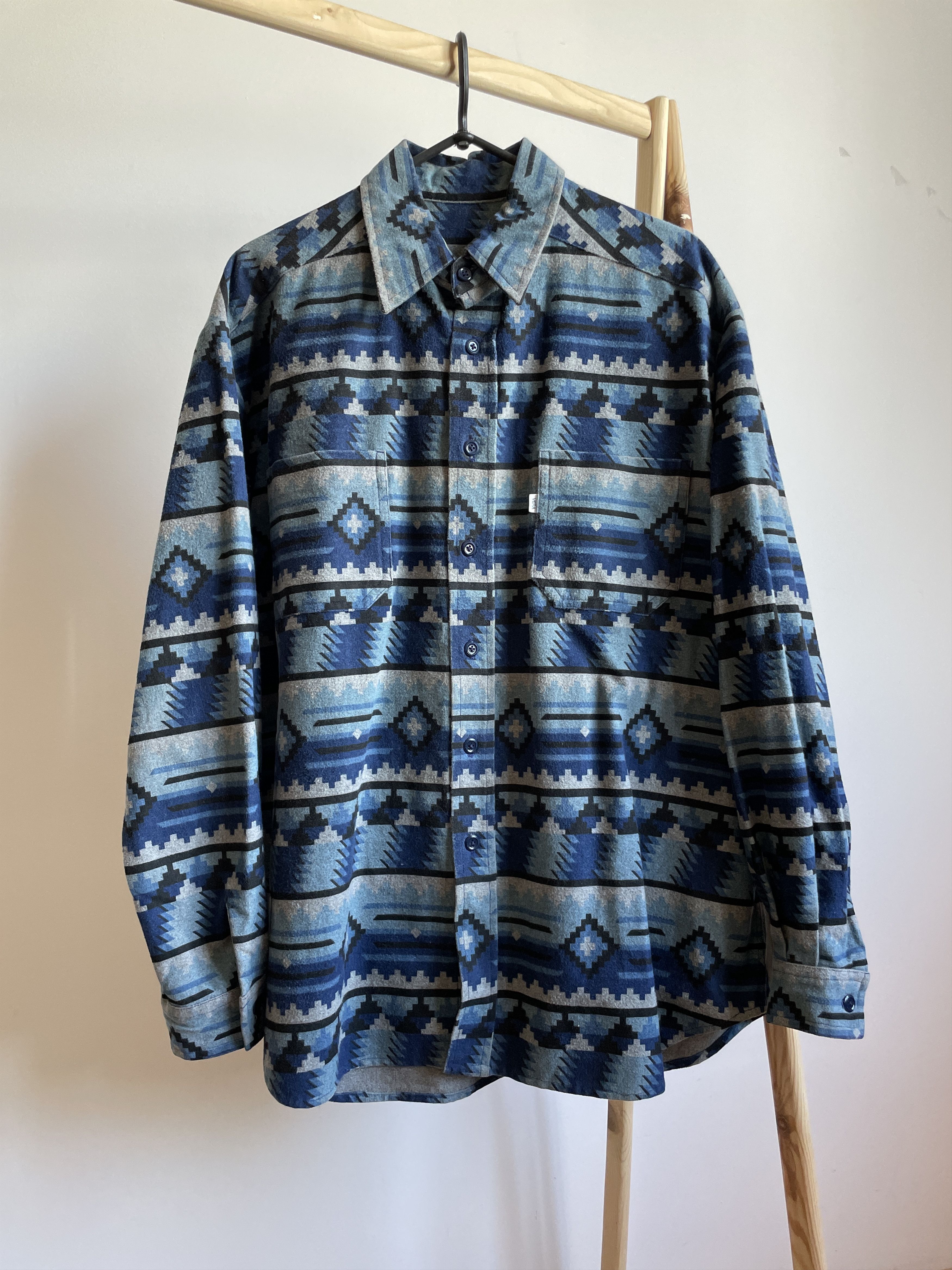 Flannel Cone Mills Vintage Aztec Native Pattern Heavy Flannel Shirt