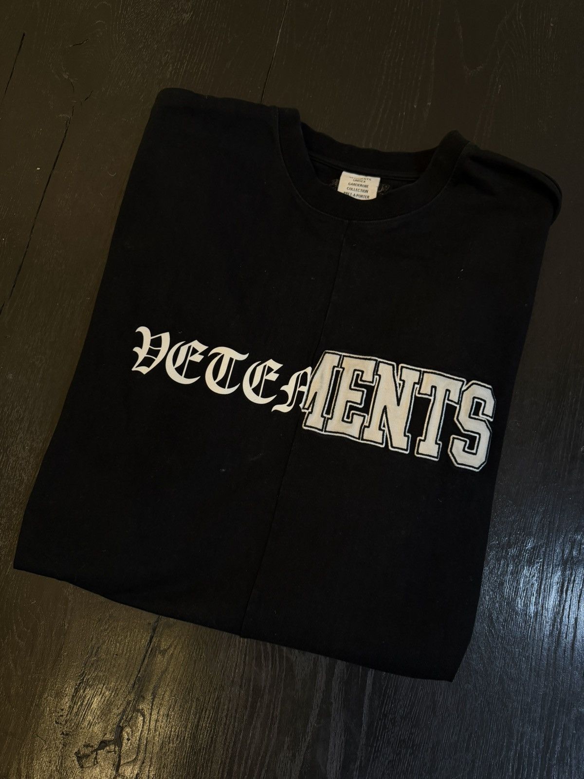Vetements Vertical Cut Up Logo Tee Black Xl Rare Hoodie, Sweatshirt | FlexRushtees.com