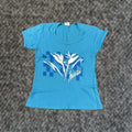 Vintage Poly Tees Hawaii Blue Women S T Shirt Small Usa 80s 90s Tropical Beach Floral Scoop