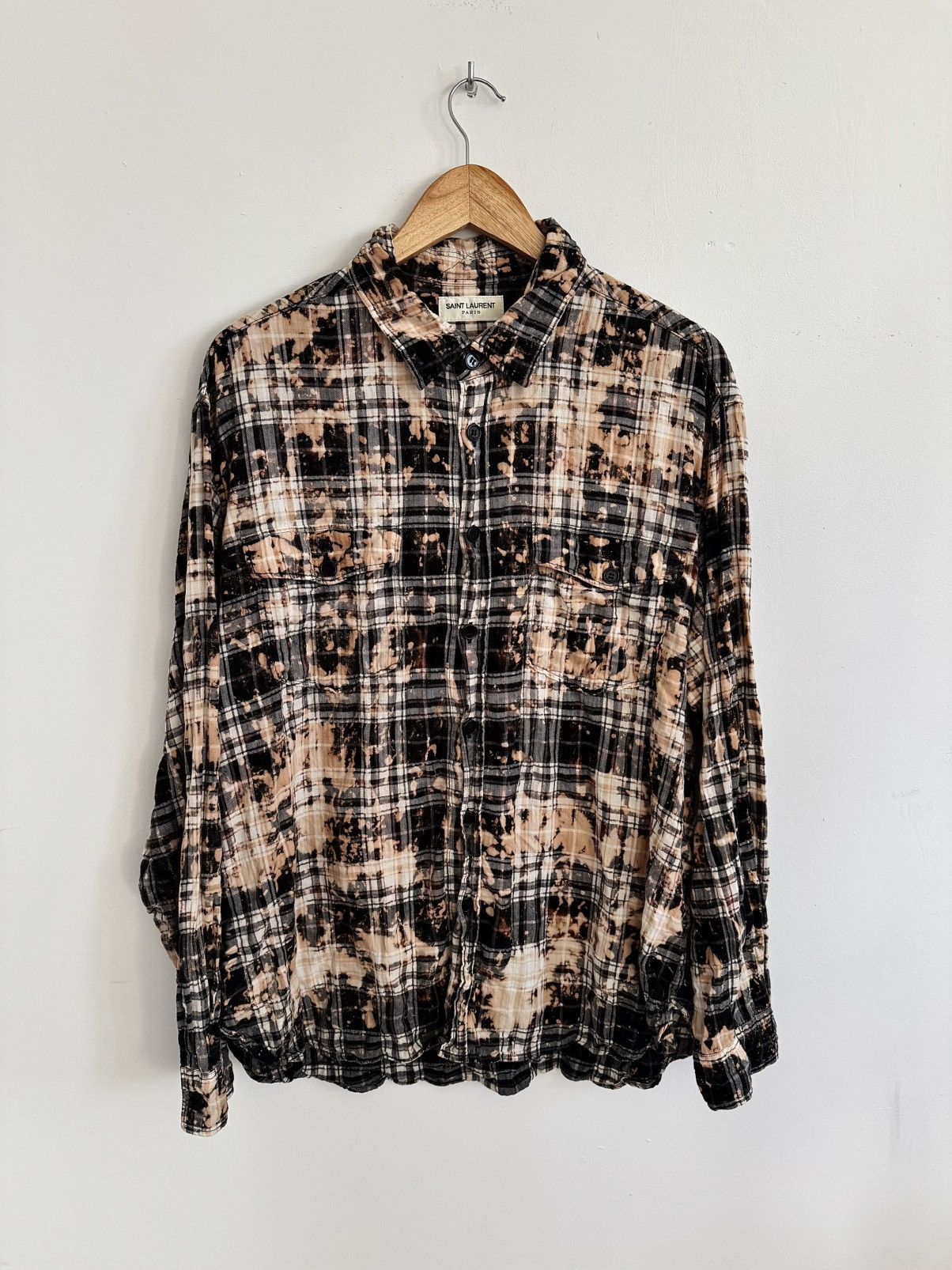 Laurent Paris Saint Laurent Spring Summer 2016 Bleached Shirt