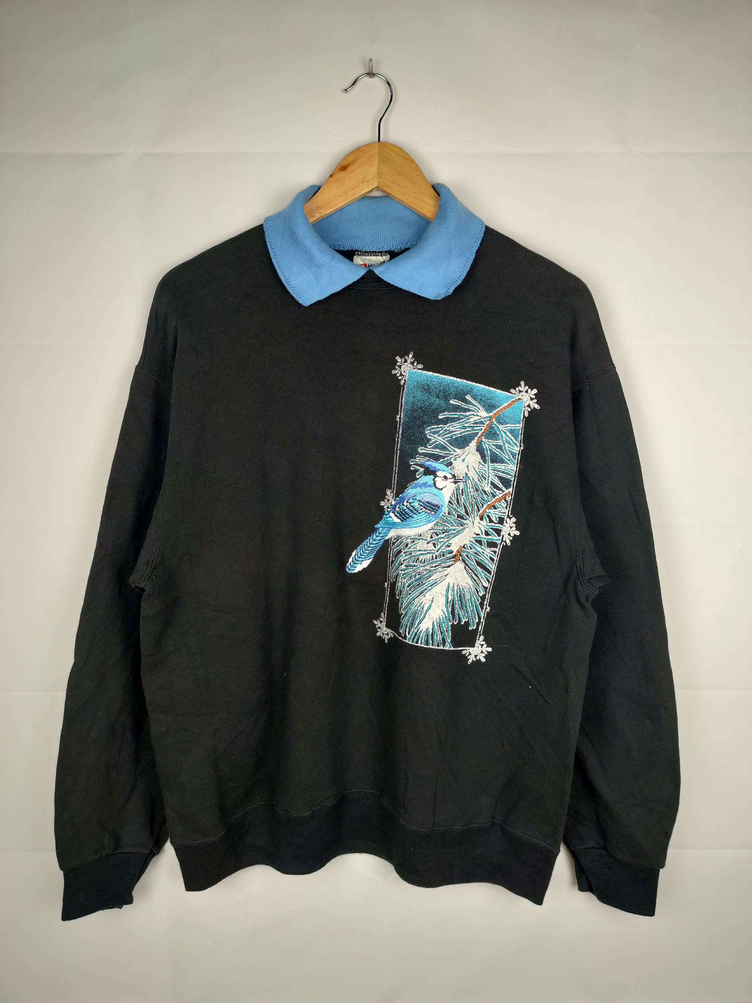 Vintage Hanes Bird Flower Collarneck Sweatshirt
