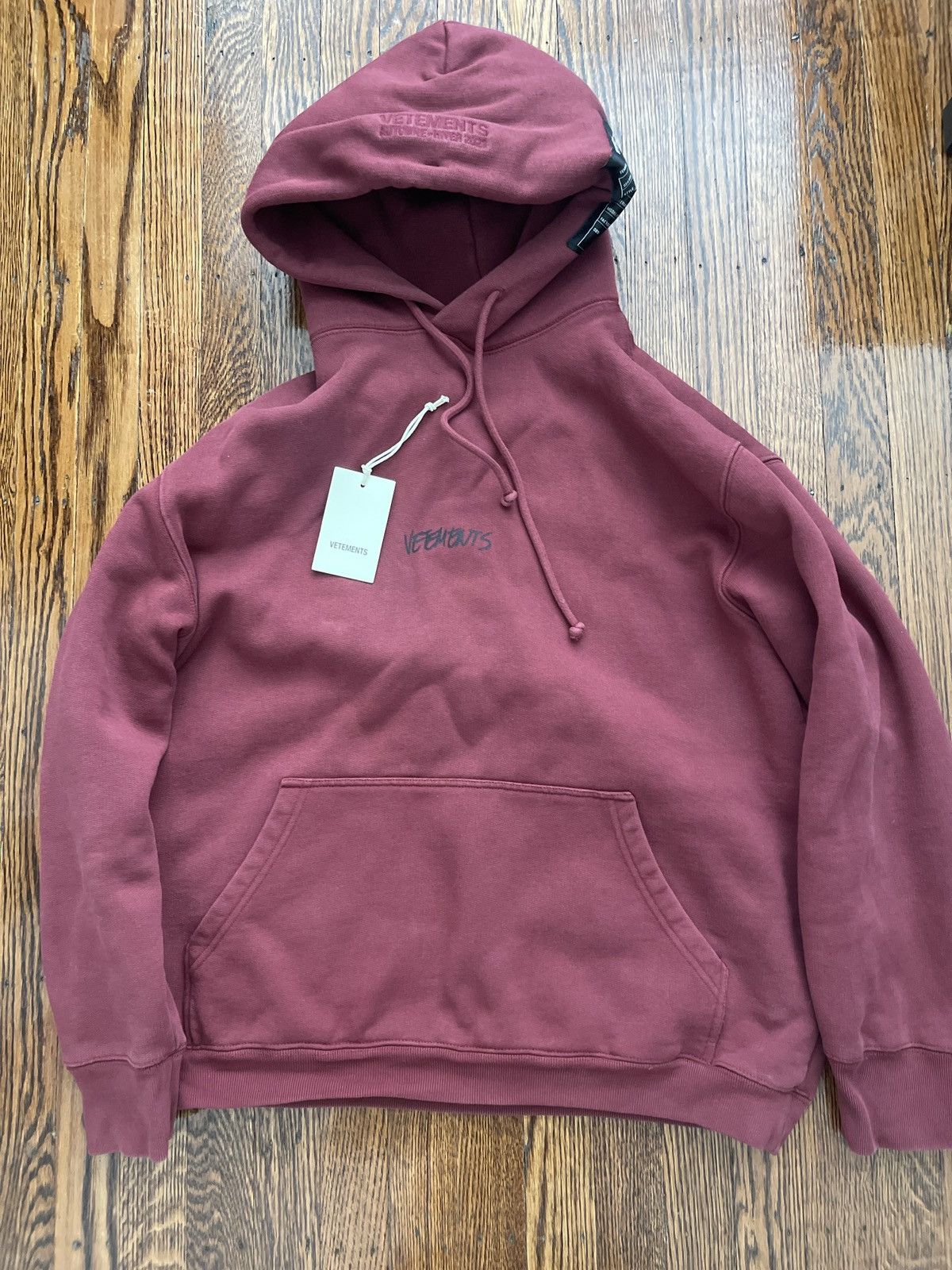 Vetements Burgundy Logo Hoodie T-Shirts, Sweatshirt | FlexRushtees.com