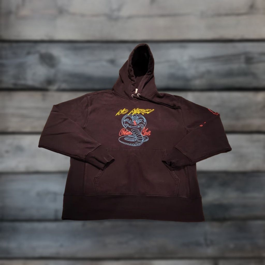 Vintage Champion Reverse Weave Cobra Kai No Mercy Hoodie Black Adult Large Hooded Pullover