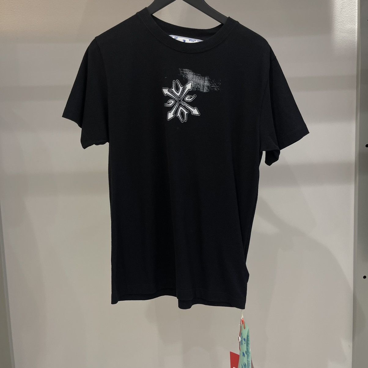 White Off White Tribal Type Tee