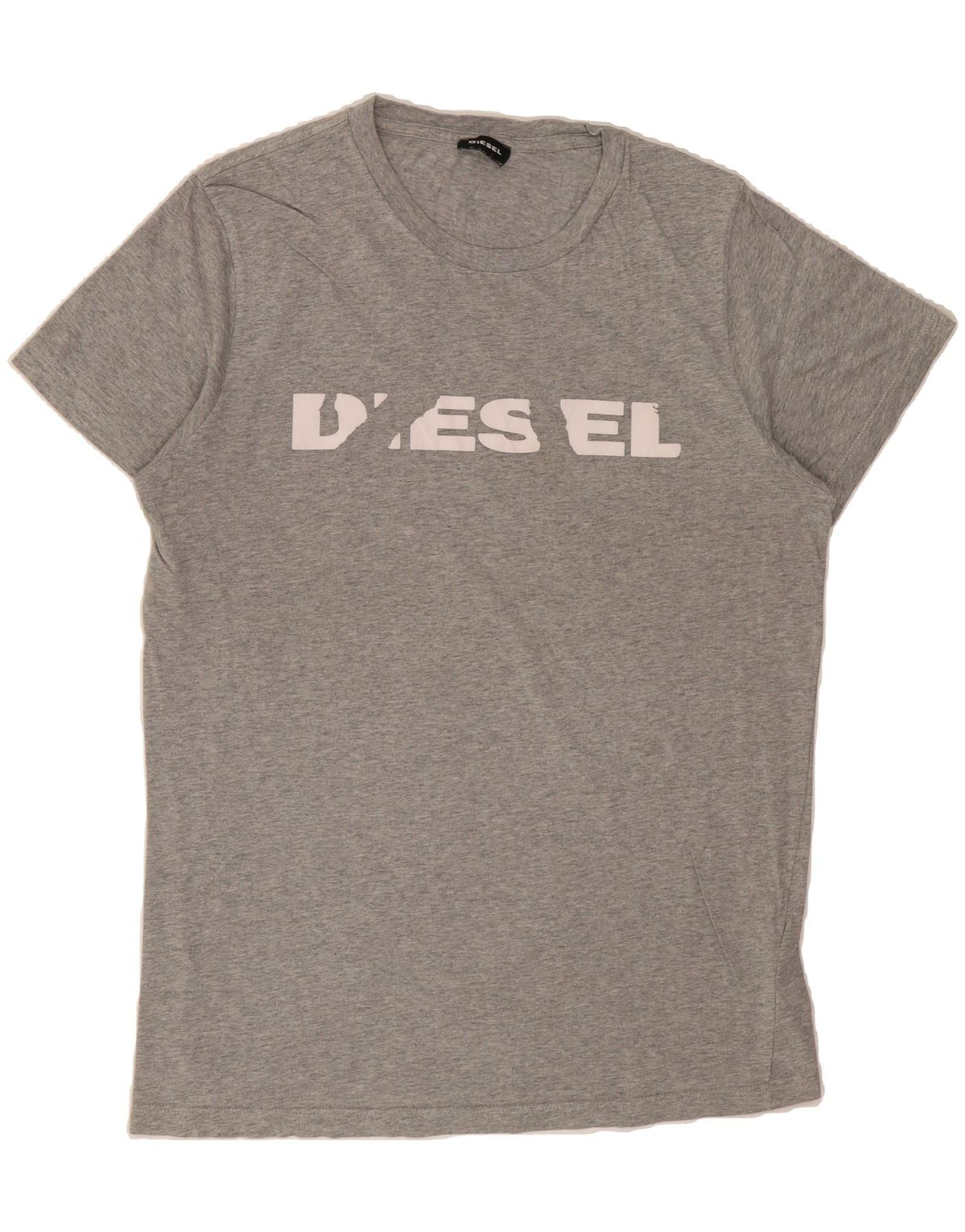 Diesel Womens Graphic T Shirt Top Uk 14 Medium Grey Cotton Hoodie, Sweatshirt | FlexRushtees.com
