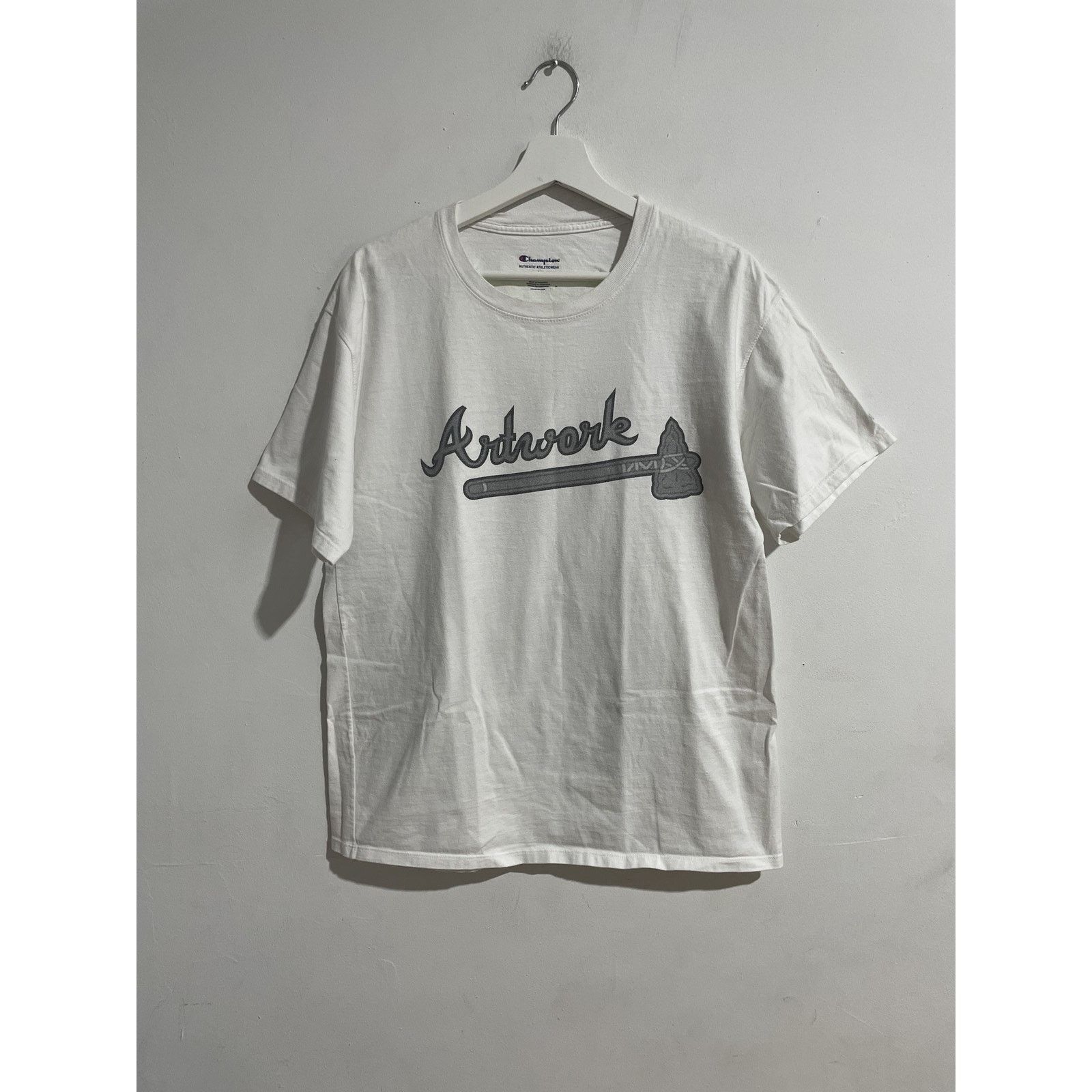 White Off White Champion Abloh Tee Size Large Preowned Hoodie, Sweatshirt | FlexRushtees.com