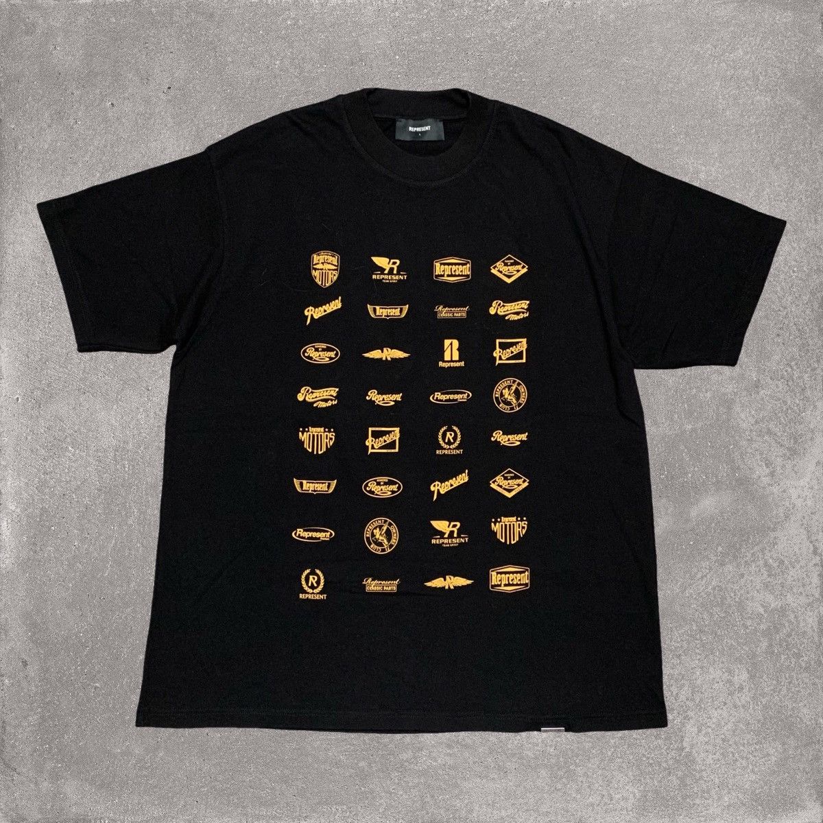 Clo Represent Large Sample Logo Graphic Jet Black Tee Hoodie, Sweatshirt | FlexRushtees.com