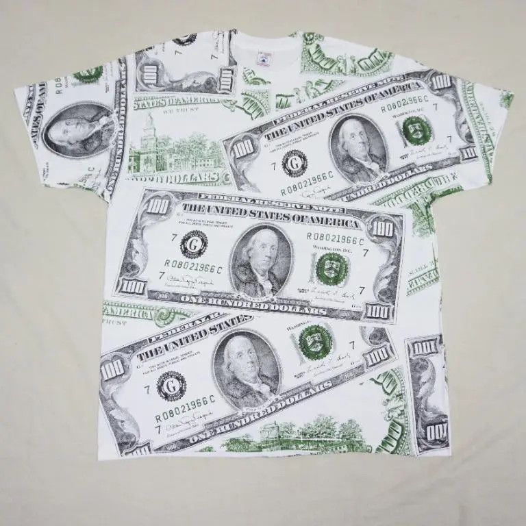 Vintage 90 S American Hundred Dollar Bill All Over Print T Shirt Hoodie, Sweatshirt | FlexRushtees.com