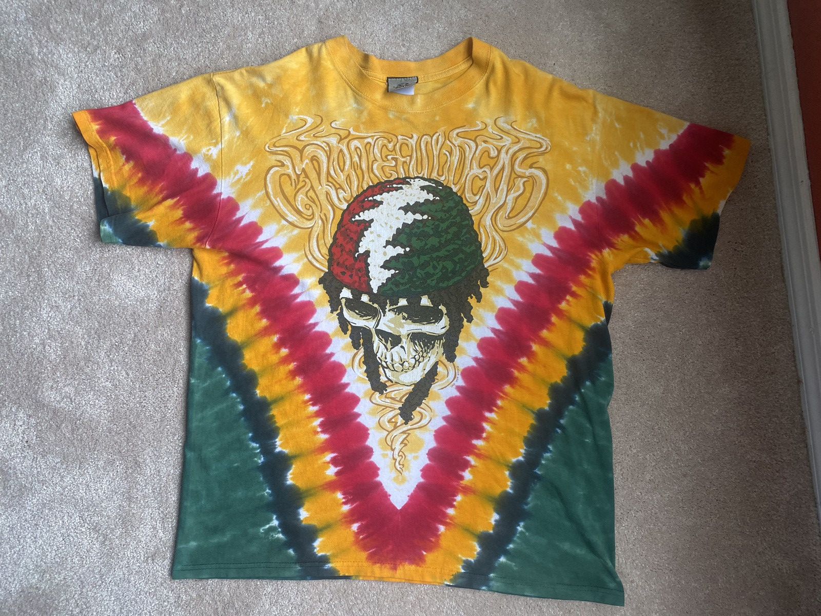 Vintage 2003 Grateful Dead Tie Dye Rasta Jamaican Tee Hoodie, Sweatshirt | AU16VibeMintTees.com