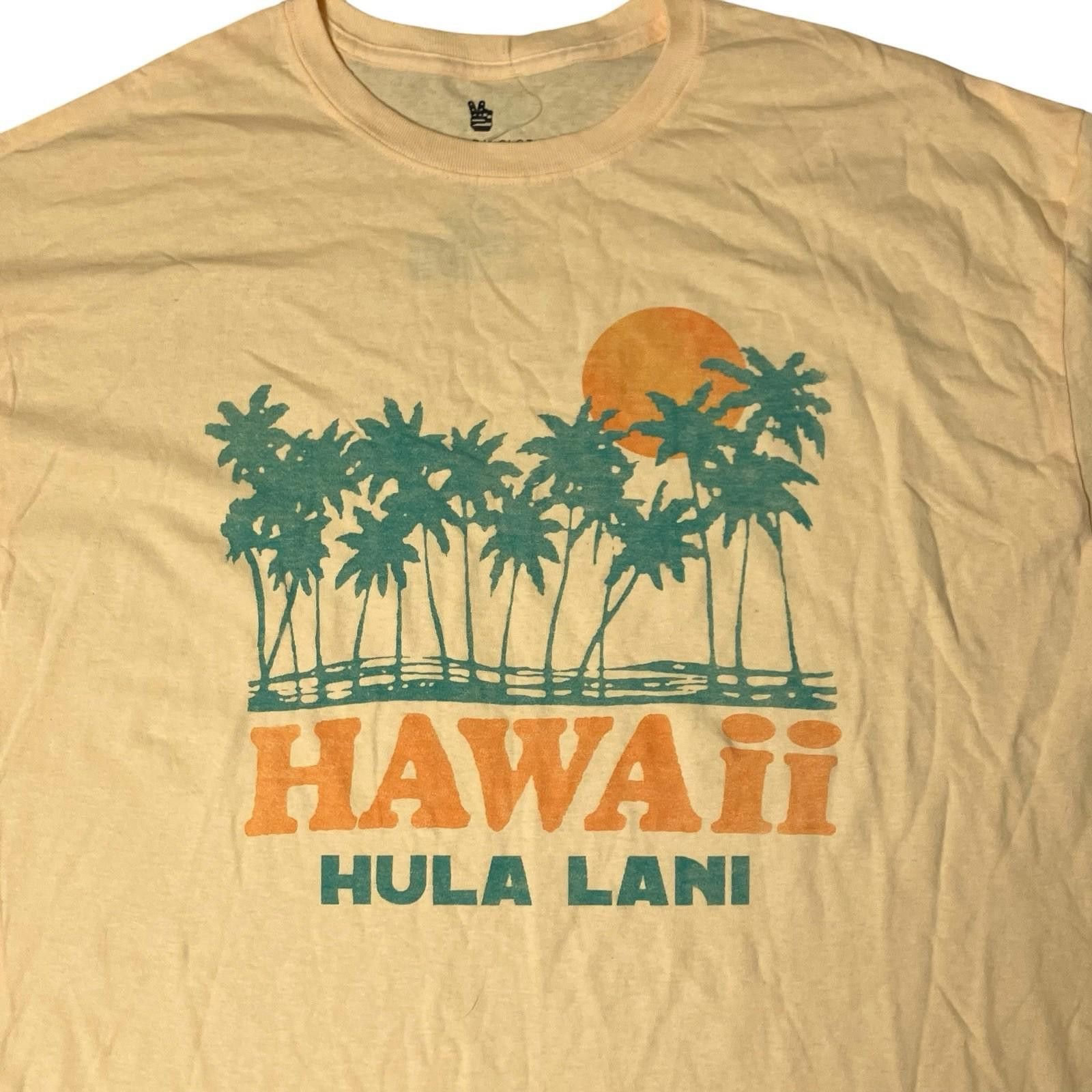 Food Junk Food T Shirt Mens L Yellow Hawaii Tropical Palm Trees