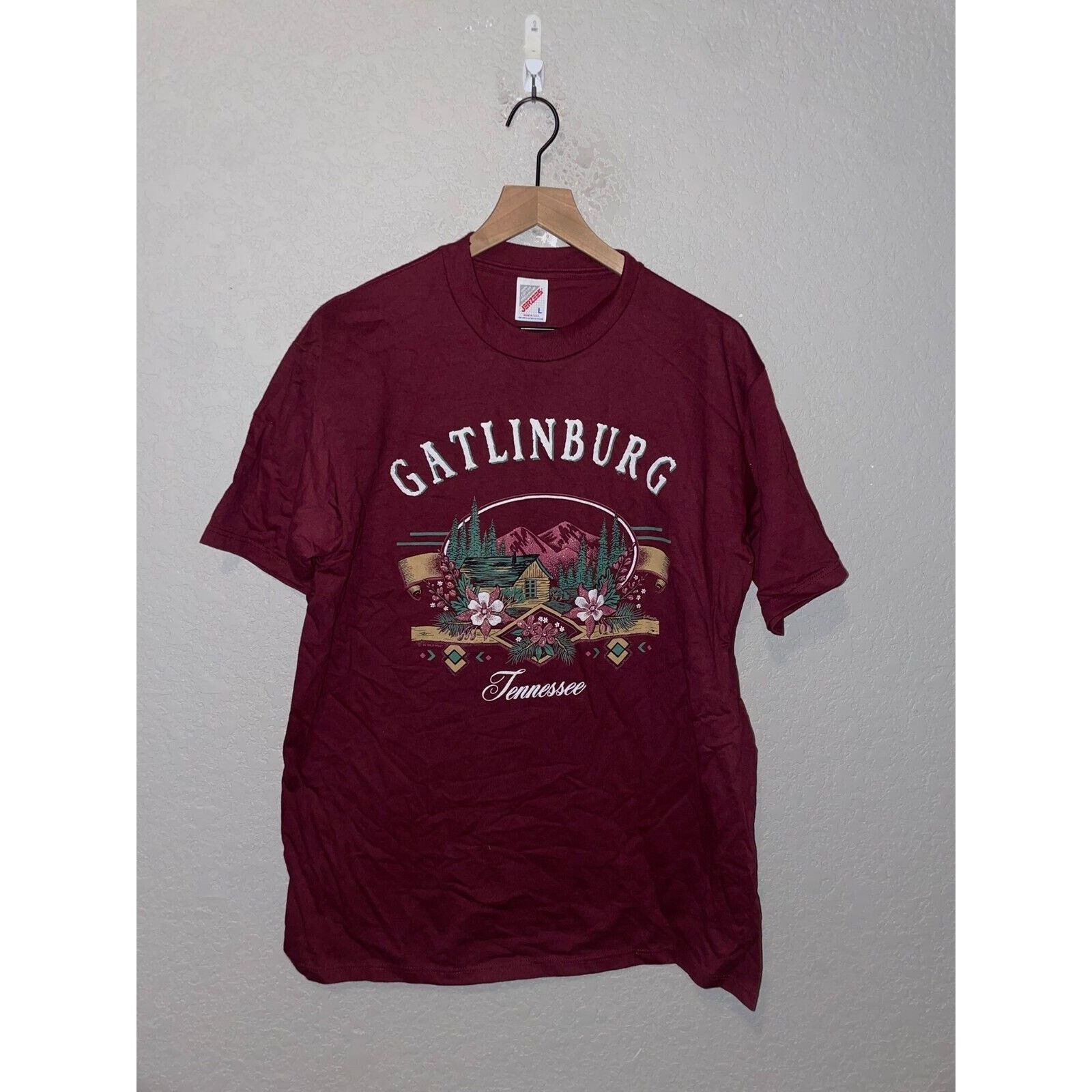 Jerzees Vintage Gatlinburg Tennessee Shirt Cabin Mountain Vtg Tee L