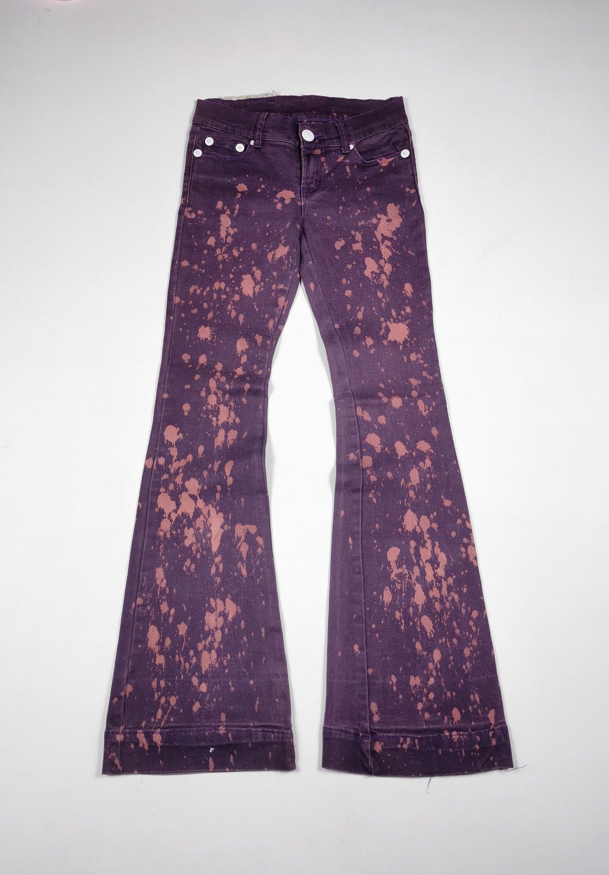 If Six Was Nine Bootcut Flare Bleach Splatter Qcoco Happy Valley Purple Jean