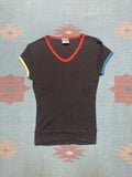 Vintage 70s Ringer T Shirt Tri Tone Cotton Youth M Women S Baby Tee