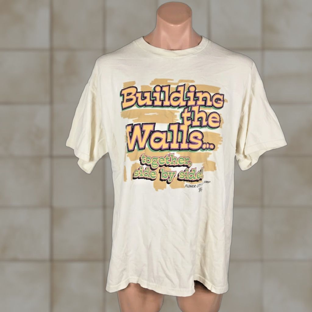 Delta Vtg 90s Building The Walls Together Side By Side Camp Usa Made Adult Xl T Shirt Hoodie, Sweatshirt | FlexRushtees.com